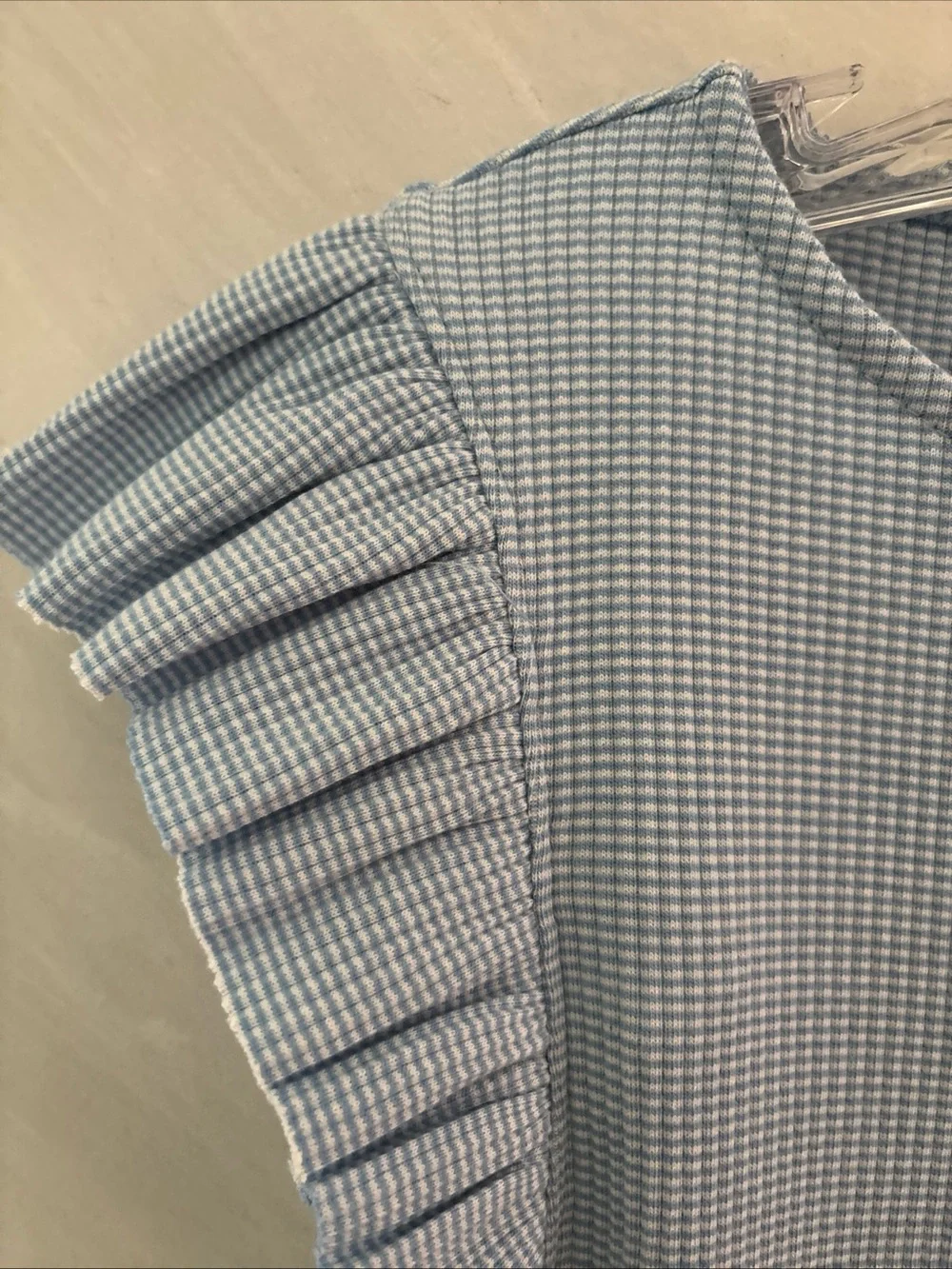 J. Crew Light Blue Pleated Sleeve Knit Top
